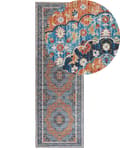 Miniatyrbillede 1 af 6: Løbertæppe Løber Blå og Orange Polyester 80 x 240 cm Orientalsk nødstedte Stue Soveværelsesdekorationer