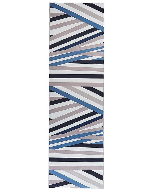 Løbertæppe Flerfarvet polyester 60 x 200 cm Geometrisk stribet mønster Anti-Slip bund Moderne gang