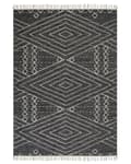 Miniatyrbillede 4 af 6: Tæppe off-white sort bomuld 160 x 230 cm geometrisk mønster runer Stamme kvaster Orientalsk