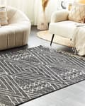 Miniatyrbillede 2 af 6: Tæppe off-white sort bomuld 160 x 230 cm geometrisk mønster runer Stamme kvaster Orientalsk
