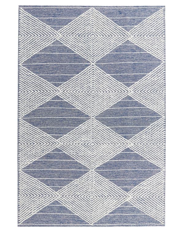 Matto vaalea beige sininen 160 x 230 cm villa geometrinen kuvio suorakulmio moderni boho