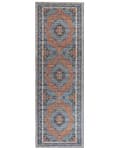 Pikkukuva 4 / 6: Matto sininen/oranssi polyesteri 80 x 240 cm geometrinen kuvio itämainen vintage-tyyli