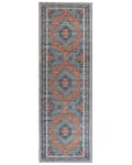 Pikkukuva 1 / 6: Matto sininen/oranssi polyesteri 80 x 240 cm geometrinen kuvio itämainen vintage-tyyli