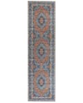 Pikkukuva 4 / 6: Matto sininen/oranssi polyesteri 80 x 300 cm geometrinen kuvio itämainen vintage-tyyli