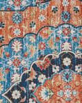 Pikkukuva 6 / 6: Matto sininen/oranssi polyesteri 80 x 300 cm geometrinen kuvio itämainen vintage-tyyli