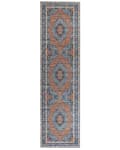 Pikkukuva 1 / 6: Matto sininen/oranssi polyesteri 80 x 300 cm geometrinen kuvio itämainen vintage-tyyli