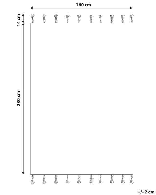 Matto valkoinen/musta puuvilla 160 x 230 cm geometrinen kuvio hapsut boho-tyyli