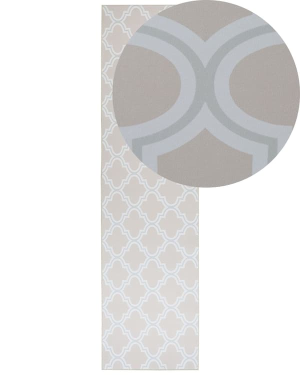 Matto beige polyesteri 80 x 300 cm quatrefoil-kuvio neliskulmainen moderni tyyli