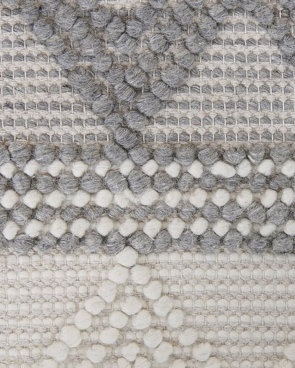 Ullmatta Ljusbeige och Grå Polyester 80 x 150 cm Handvävd Geometriskt Mönster Boho Vardagsrum Sovrum