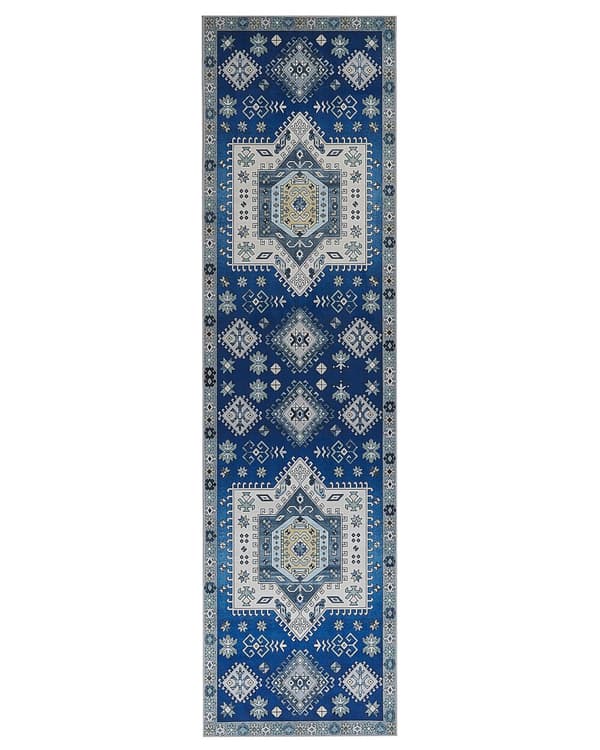 Matto sininen beige 80 x 300 cm polyesteri geometrinen kuvio suorakulmio moderni perinteinen