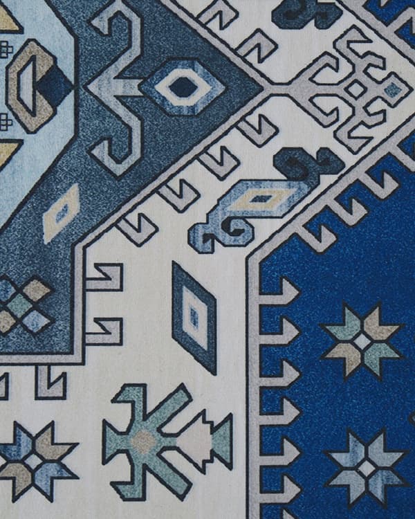 Matto sininen beige 80 x 300 cm polyesteri geometrinen kuvio suorakulmio moderni perinteinen