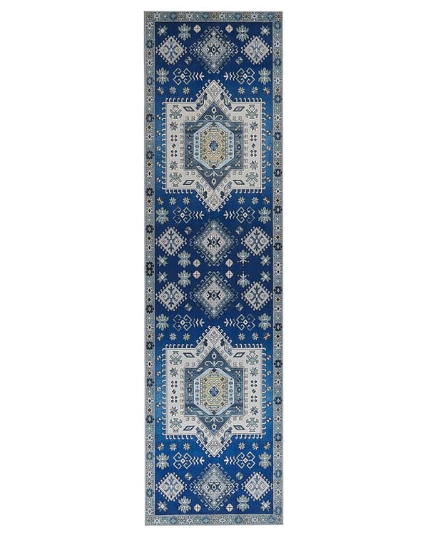 Matto sininen beige 80 x 300 cm polyesteri geometrinen kuvio suorakulmio moderni perinteinen