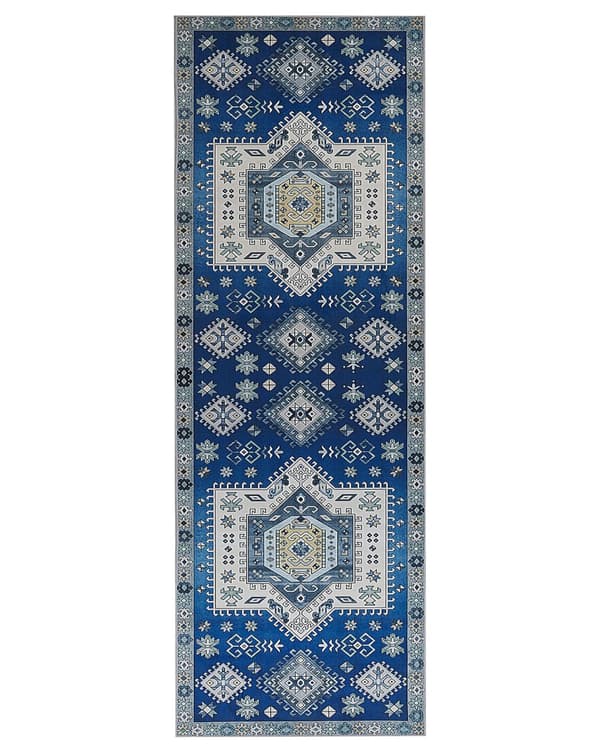 Matto sininen beige 70 x 200 cm polyesteri geometrinen kuvio suorakulmio moderni perinteinen