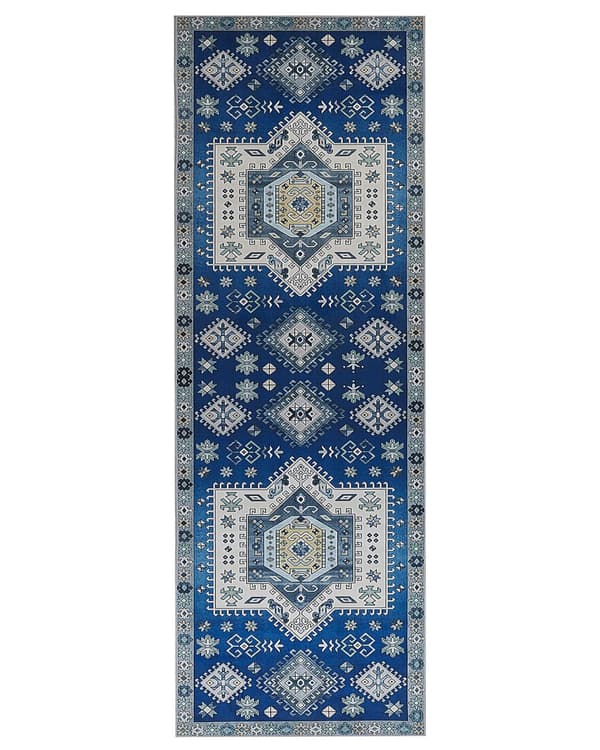 Matto sininen beige 70 x 200 cm polyesteri geometrinen kuvio suorakulmio moderni perinteinen