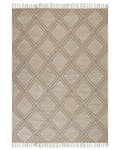 Pikkukuva 4 / 6: Matto beige/valkoinen puuvilla 140 x 200 cm timanttikuvio hapsut moderni tyyli