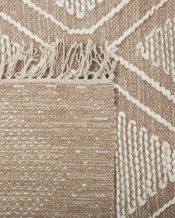 Matto beige/valkoinen puuvilla 140 x 200 cm timanttikuvio hapsut moderni tyyli