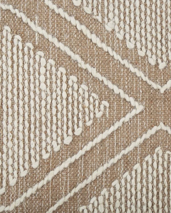 Matto beige/valkoinen puuvilla 140 x 200 cm timanttikuvio hapsut moderni tyyli