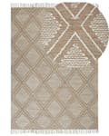Pikkukuva 1 / 6: Matto beige/valkoinen puuvilla 140 x 200 cm timanttikuvio hapsut moderni tyyli