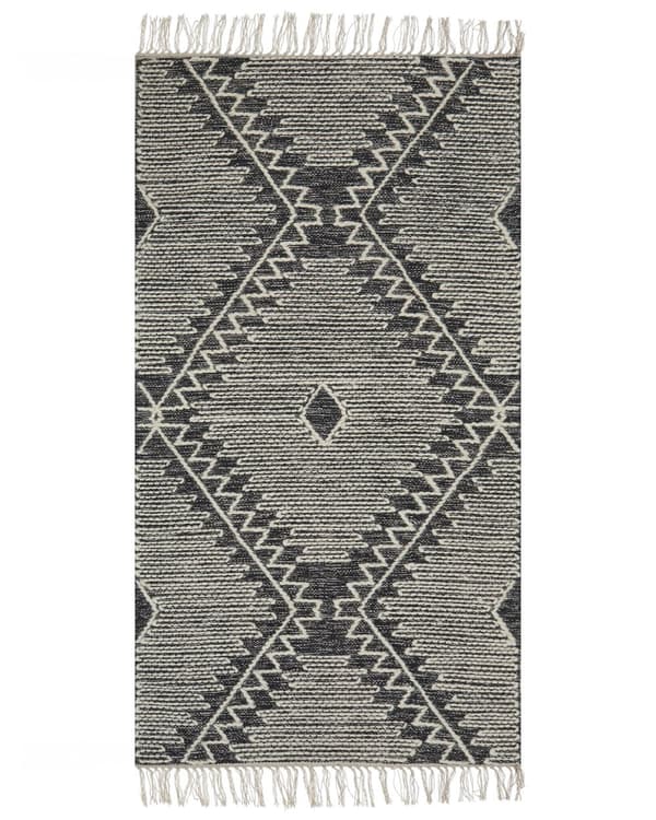 Matto musta/valkoinen puuvilla 80 x 150 cm geometrinen kuvio hapsut moderni tyyli