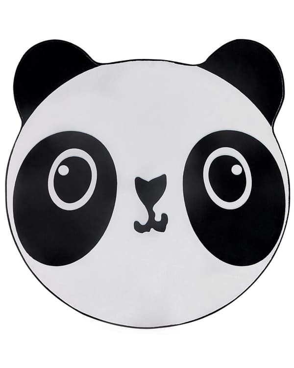 Matto valkoinen/musta polyesteri 120 cm pyöreä panda lastenhuoneen sisustus