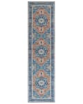 Pikkukuva 1 / 6: Matto sininen oranssi 80 x 300 cm polyesteri suorakulmio itämainen kuvio moderni perinteinen