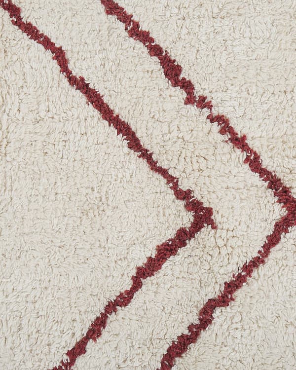 Matta Off-White Mörkröd Bomull 160 x 230 cm Geometriskt Mönster Runor Stam Tofsar Orientalisk