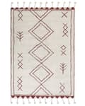 Miniatyrbild 1 av 5: Matta Off-White Mörkröd Bomull 160 x 230 cm Geometriskt Mönster Runor Stam Tofsar Orientalisk