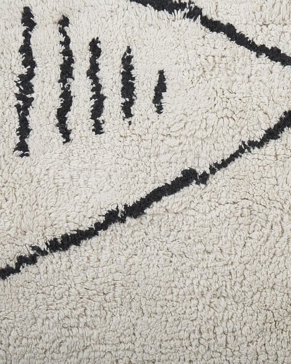Matta Off-White Svart Bomull 80 x 150 cm Geometriskt Mönster Runor Stam Tofsar Orientalisk
