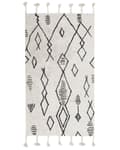 Miniatyrbild 1 av 5: Matta Off-White Svart Bomull 80 x 150 cm Geometriskt Mönster Runor Stam Tofsar Orientalisk
