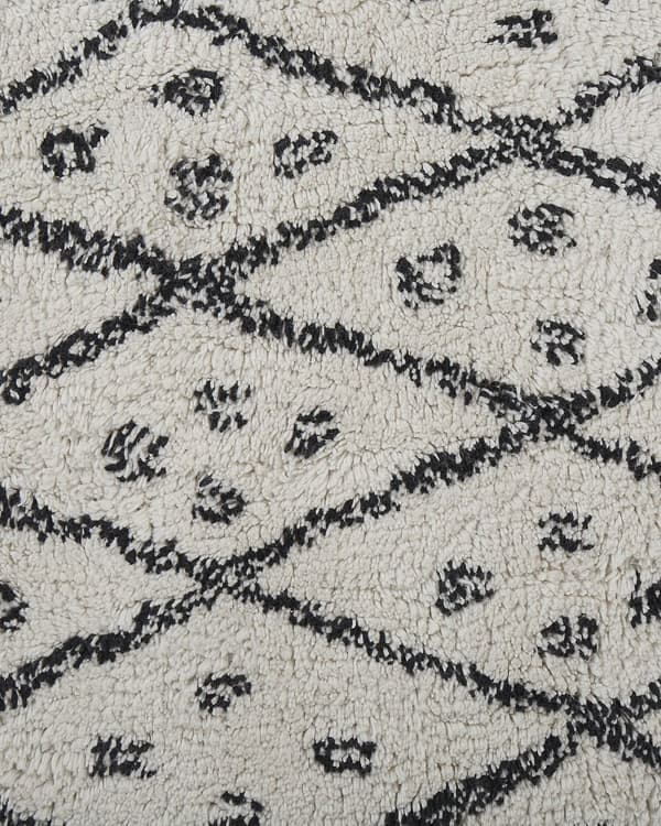 Matta Off-White Svart Bomull 160 x 230 cm Geometriskt Mönster Runor Stam Tofsar Orientalisk