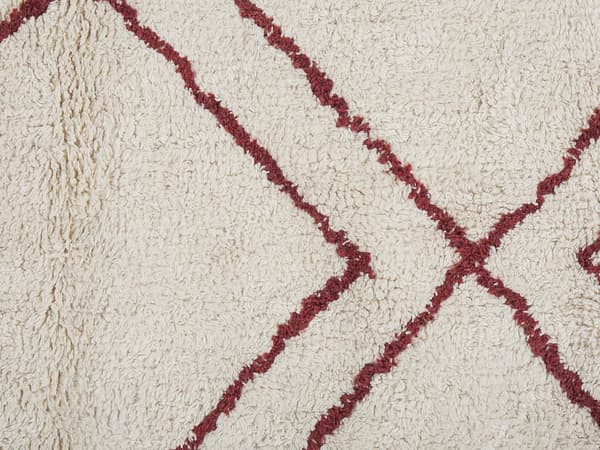 Matta Off-White Mörkröd Bomull 140 x 200 cm Geometriskt Mönster Runor Stam Tofsar Orientalisk