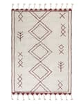 Miniatyrbild 1 av 5: Matta Off-White Mörkröd Bomull 140 x 200 cm Geometriskt Mönster Runor Stam Tofsar Orientalisk