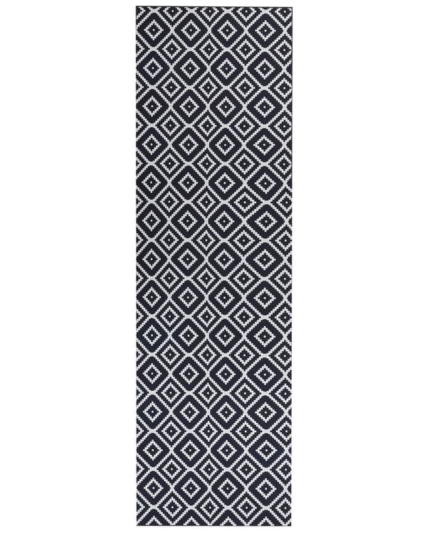Löparmatta Svart och Vit Polyester 60 x 200 cm Modern Vardagsrum Sovrum Dekorationer