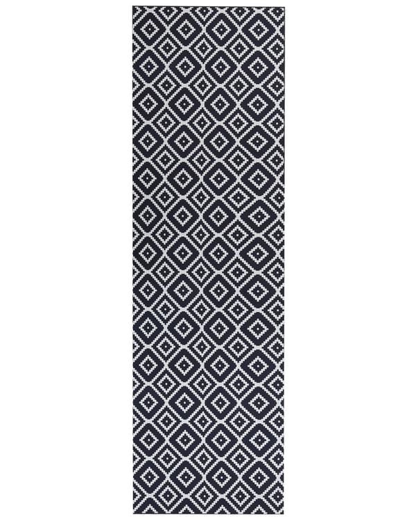 Löparmatta Svart och Vit Polyester 60 x 200 cm Modern Vardagsrum Sovrum Dekorationer