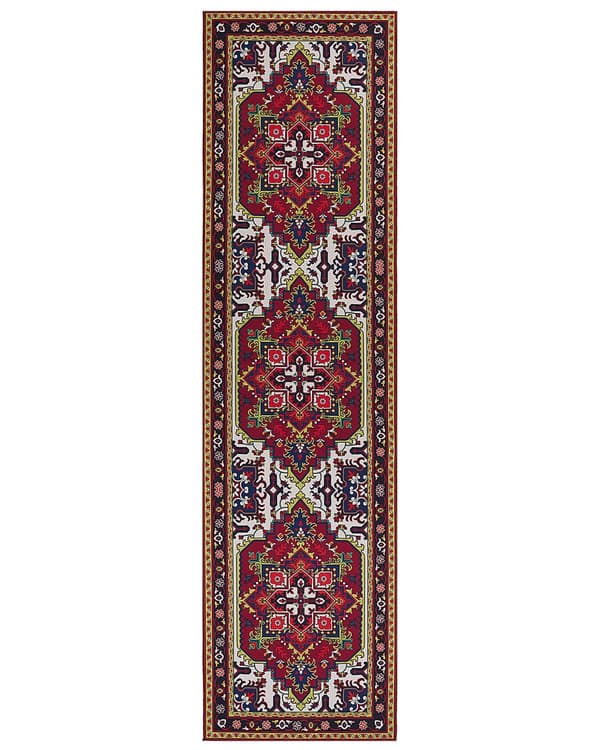 Område Tæppe Rød Polyester 80 x 300 cm Løber Orientalsk Vintage Stue Soveværelse Gang