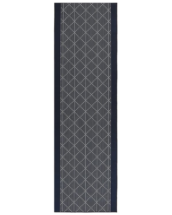 Område Tæppe Marineblå Polyester 60 x 200 cm Løber Geometrisk Mønster Stue Soveværelse Gang Traditionel