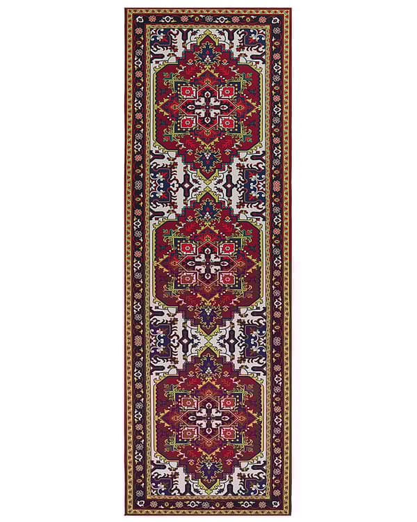 Område Tæppe Rød Polyester 80 x 240 cm Løber Orientalsk Vintage Stue Soveværelse Gang