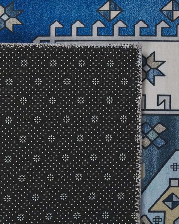 Matta Blå och Beige Polyester 60 x 200 cm Geometriskt mönster Halkskydd Modern Hall