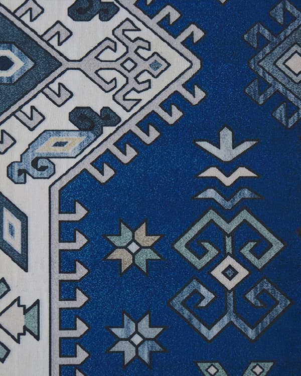 Matta Blå och Beige Polyester 60 x 200 cm Geometriskt mönster Halkskydd Modern Hall