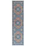 Miniatyrbild 4 av 6: Matta Blå och Orange Polyester 80 x 300 cm Geometriskt orientaliskt mönster Halkskyddsbotten Modern hall