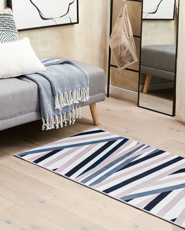 Matta Flerfärgad Polyester 70 x 200 cm Geometriskt randigt mönster Halkskydd Modern hall