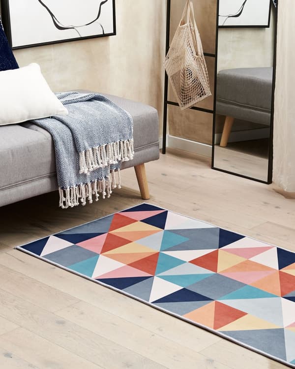 Matta Flerfärgad Polyester 80 x 200 cm Geometriskt triangelmönster Halkskydd Modern Hall