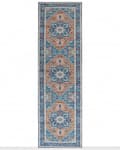 Miniatyrbild 4 av 6: Matta Blå och Orange Polyester 60 x 200 cm Geometriskt orientaliskt mönster Halkskyddsbotten Modern hall