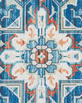 Miniatyrbild 6 av 6: Matta Blå och Orange Polyester 60 x 200 cm Geometriskt orientaliskt mönster Halkskyddsbotten Modern hall