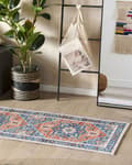 Miniatyrbild 2 av 6: Matta Blå och Orange Polyester 60 x 200 cm Geometriskt orientaliskt mönster Halkskyddsbotten Modern hall