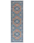 Miniatyrbild 1 av 6: Matta Blå och Orange Polyester 60 x 200 cm Geometriskt orientaliskt mönster Halkskyddsbotten Modern hall