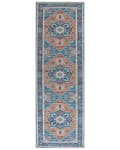 Miniatyrbild 4 av 6: Matta Blå och Orange Polyester 80 x 240 cm Geometriskt orientaliskt mönster Halkskyddsbotten Modern hall