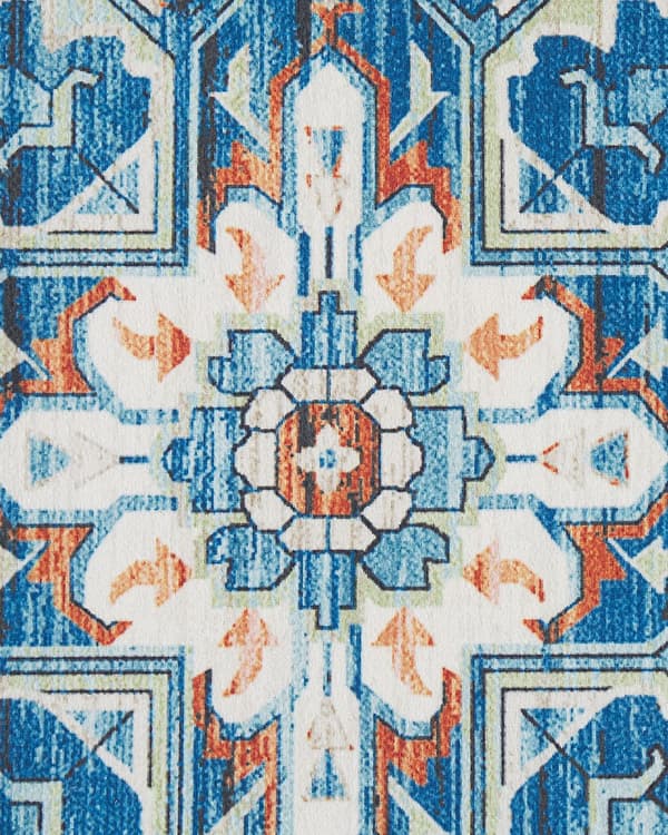 Matta Blå och Orange Polyester 80 x 240 cm Geometriskt orientaliskt mönster Halkskyddsbotten Modern hall