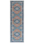 Miniatyrbild 1 av 6: Matta Blå och Orange Polyester 80 x 240 cm Geometriskt orientaliskt mönster Halkskyddsbotten Modern hall