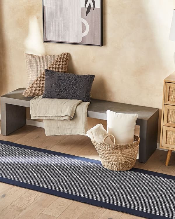 Matta Marinblå Polyester 80 x 240 cm Geometriskt mönster Vardagsrum Sovrum Hall Traditionell